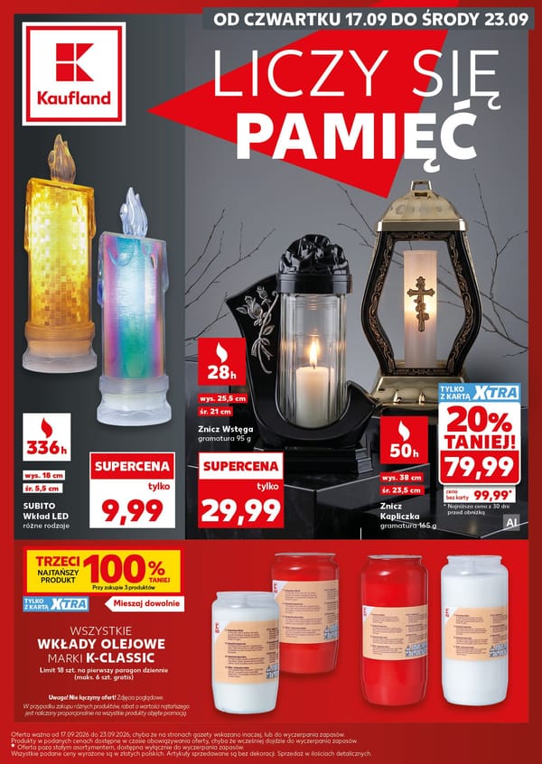  Kaufland gazetka promocyjna od 17 września 2026 aktualna - promocje na znicze