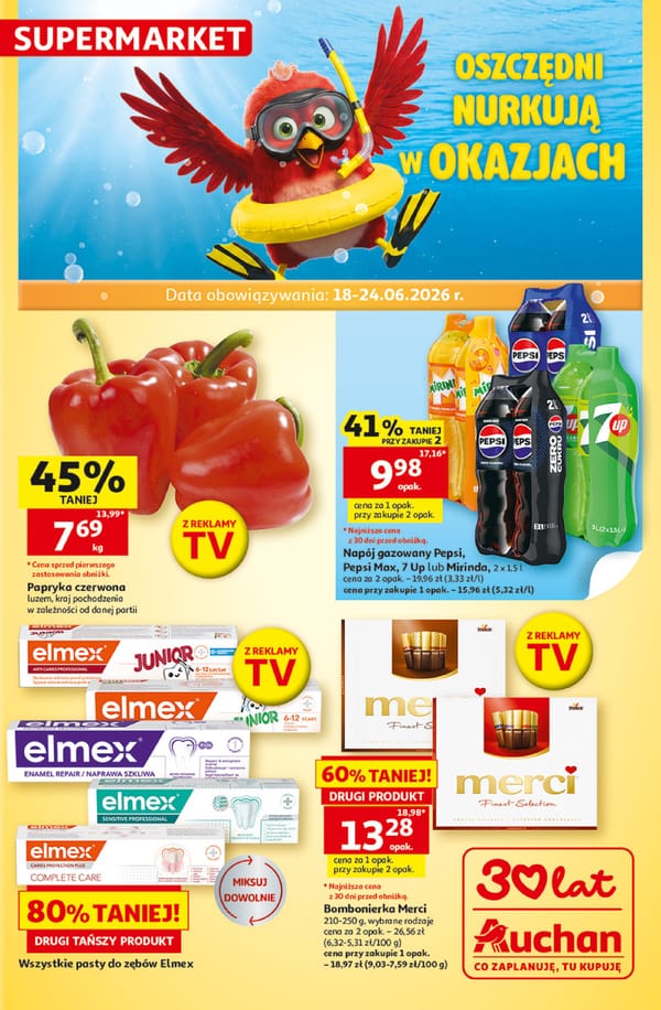  Auchan supermarket gazetka promocyjna od 18 czerwca 2026 aktualna- tanie zakupy spożywcze