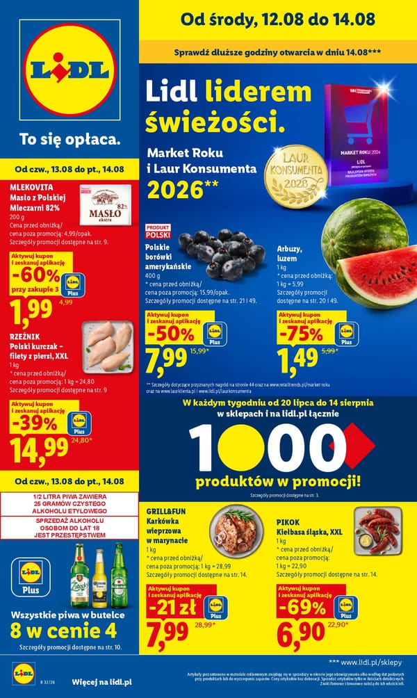  Lidl gazetka promocyjna od 12 sierpnia 2026 aktualna - promocje na weekend