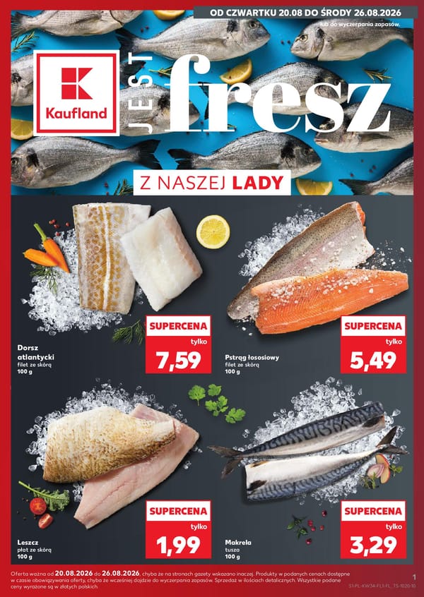  Kaufland gazetka promocyjna od 20 sierpnia 2026 aktualna - ryby taniej