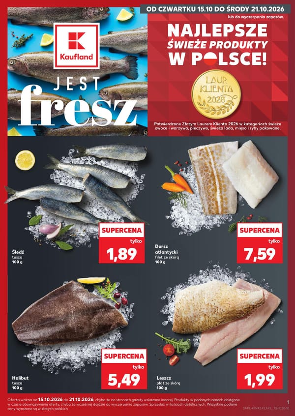  Kaufland gazetka promocyjna od 15 października 2026 aktualna - promocje na ryby
