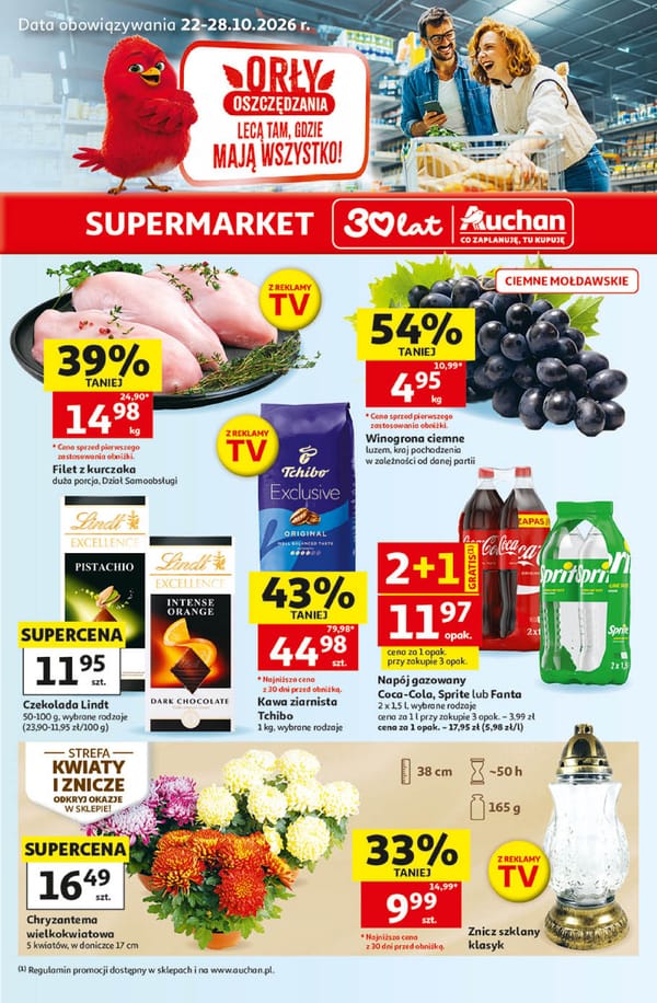  Auchan supermarket gazetka promocyjna od 22 października 2026 aktualna - zakupy spożywcze taniej