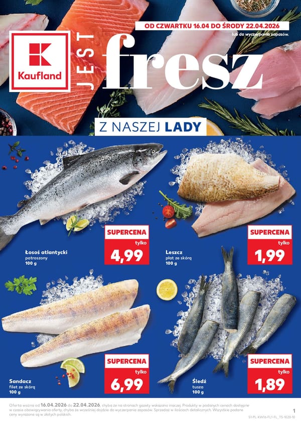  Kaufland  gazetka promocyjna od 16 kwietnia 2026 aktualna - najtańsze zakupy spożywcze - Ryby