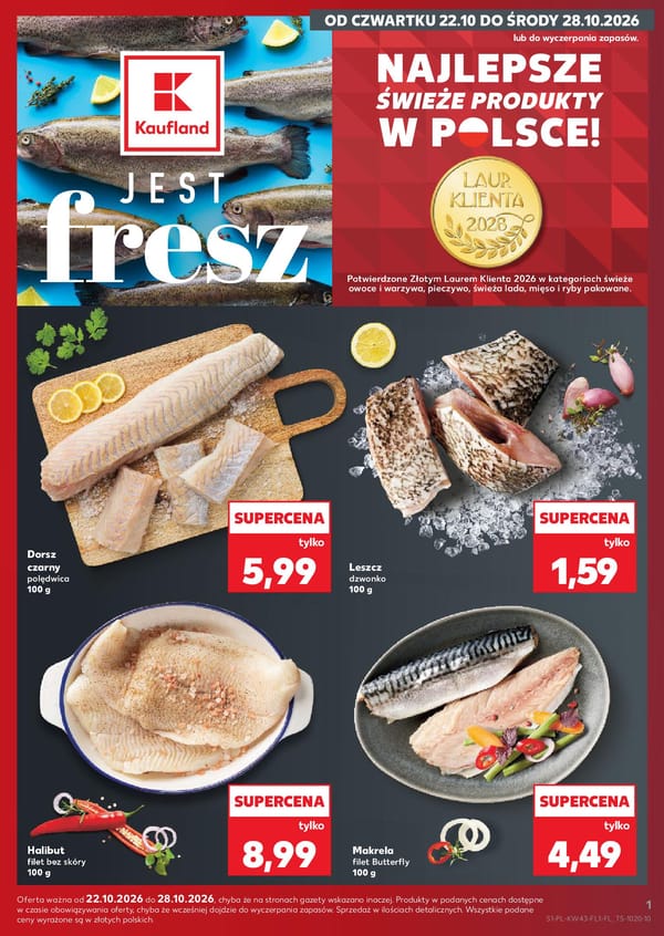  Kaufland gazetka promocyjna od 22 października 2026 aktualna - ryby taniej