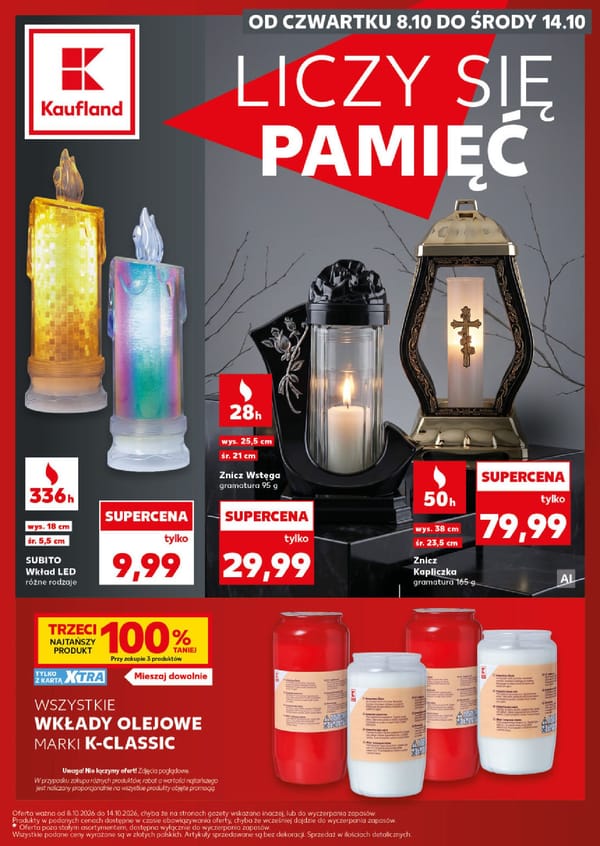  Kaufland gazetka promocyjna od 8 października 2026 aktualna - promocje na znicze