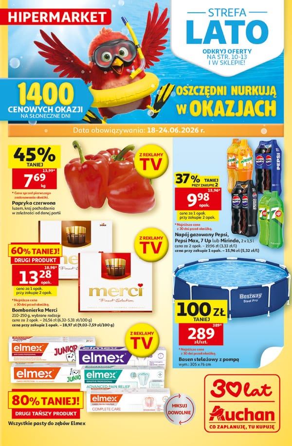  Auchan hipermarket gazetka promocyjna od 18 czerwca 2026 aktualna- tanie zakupy spożywcze