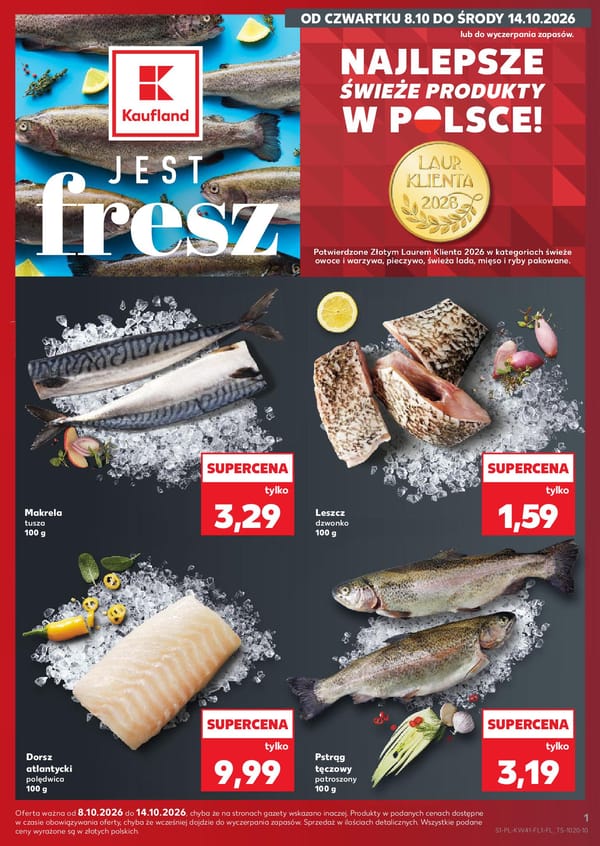  Kaufland gazetka promocyjna od 8 października 2026 aktualna - promocje na ryby