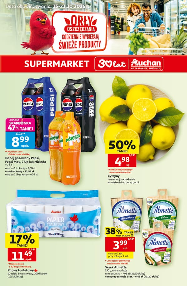  Auchan supermarket gazetka promocyjna od 15 października 2026 aktualna - zakupy spożywcze taniej