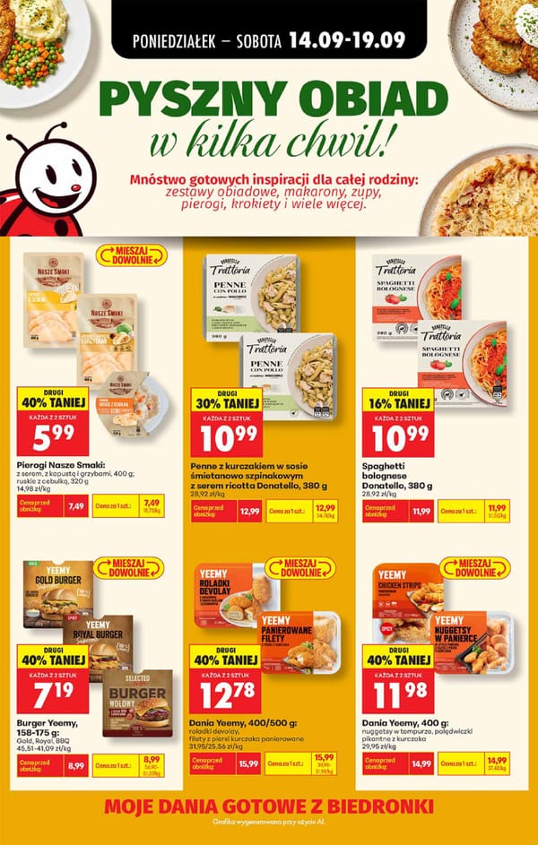  Biedronka gazetka promocyjna od 14 września 2026 aktualna - pierogi, kluski, pizza taniej