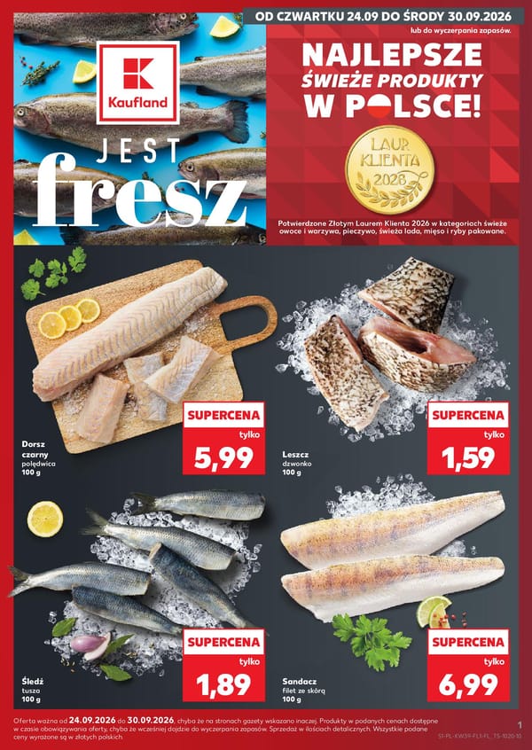  Kaufland gazetka promocyjna od 24 września 2026 aktualna - promocje na ryby