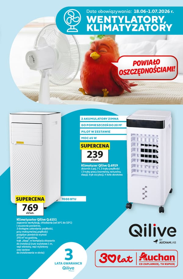  Auchan gazetka promocyjna od 18 czerwca 2026 aktualna- promocje na klimatyzatory i wentylatory