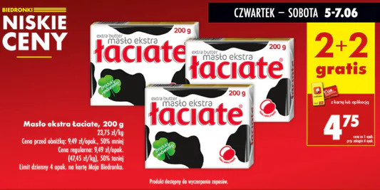 Biedronka: 2+2 GRATIS na masło ekstra Łaciate 05.06.2025