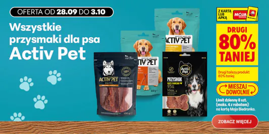 Biedronka: -80% na przysmaki dla psa 28.09.2026