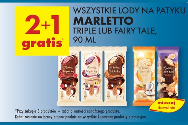 : 2+1 GRATIS na lody na patyku Marletto Triple lub Fairy Tale