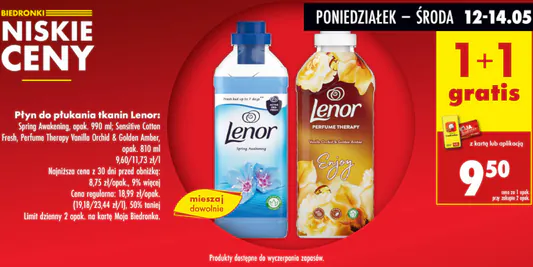 Biedronka: 1+1 GRATIS na płyn do płukania tkanin Lenor 12.05.2025