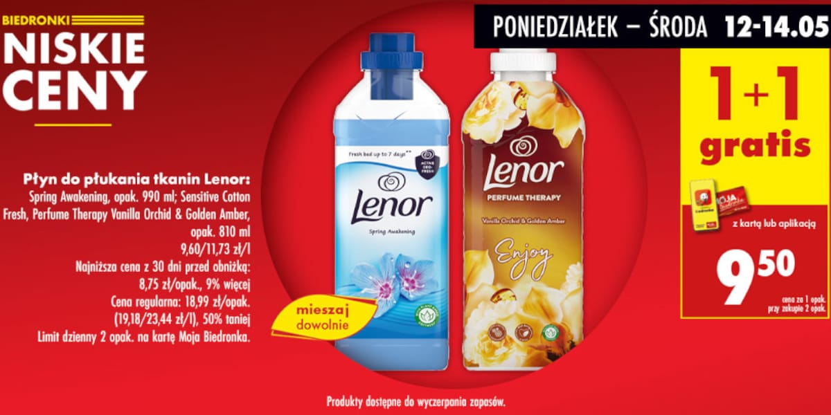 Biedronka: 1+1 GRATIS na płyn do płukania tkanin Lenor