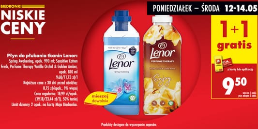 Biedronka: 1+1 GRATIS na płyn do płukania tkanin Lenor 12.05.2025