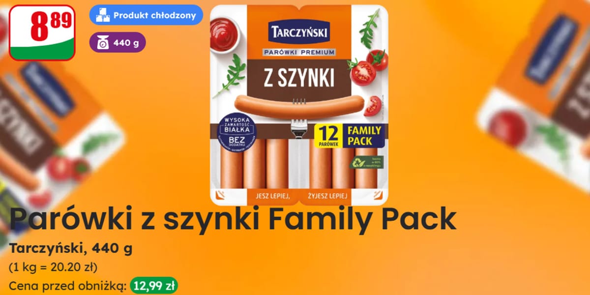 Dino: 8,99 zł za parówki z szynki Tarczyński