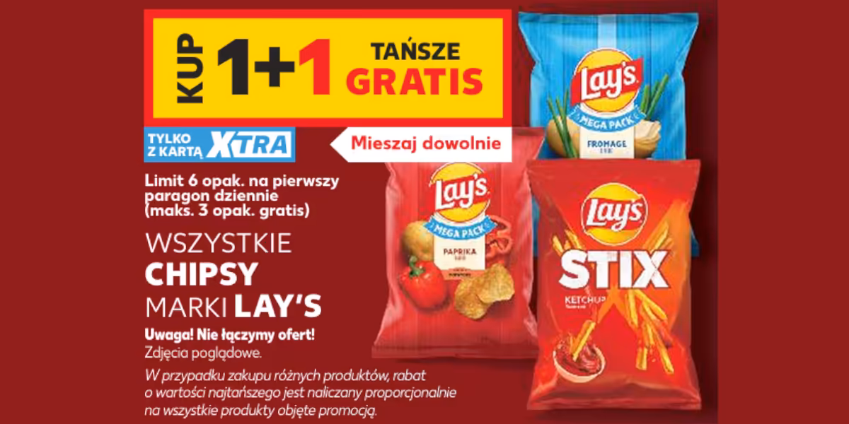 Kaufland: 1+1 GRATIS na wszystkie chipsy Lay's