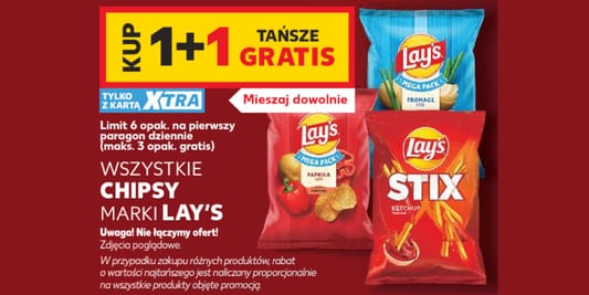 Kaufland: 1+1 GRATIS na wszystkie chipsy Lay's 15.10.2026