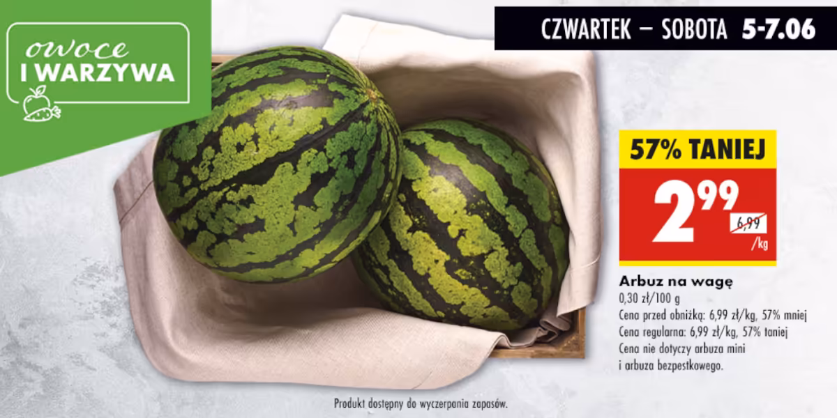 Biedronka: -57% na arbuza na wagę