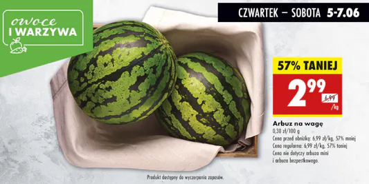 Biedronka: -57% na arbuza na wagę 05.06.2025