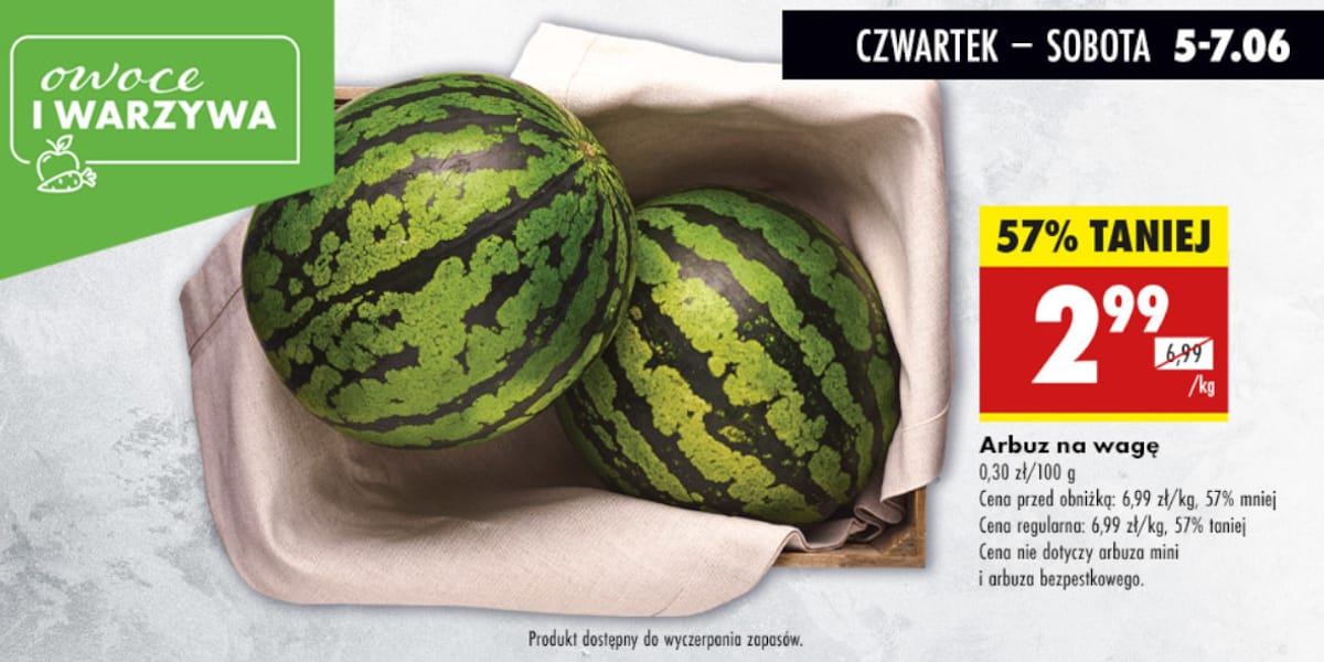 Biedronka: -57% na arbuza na wagę