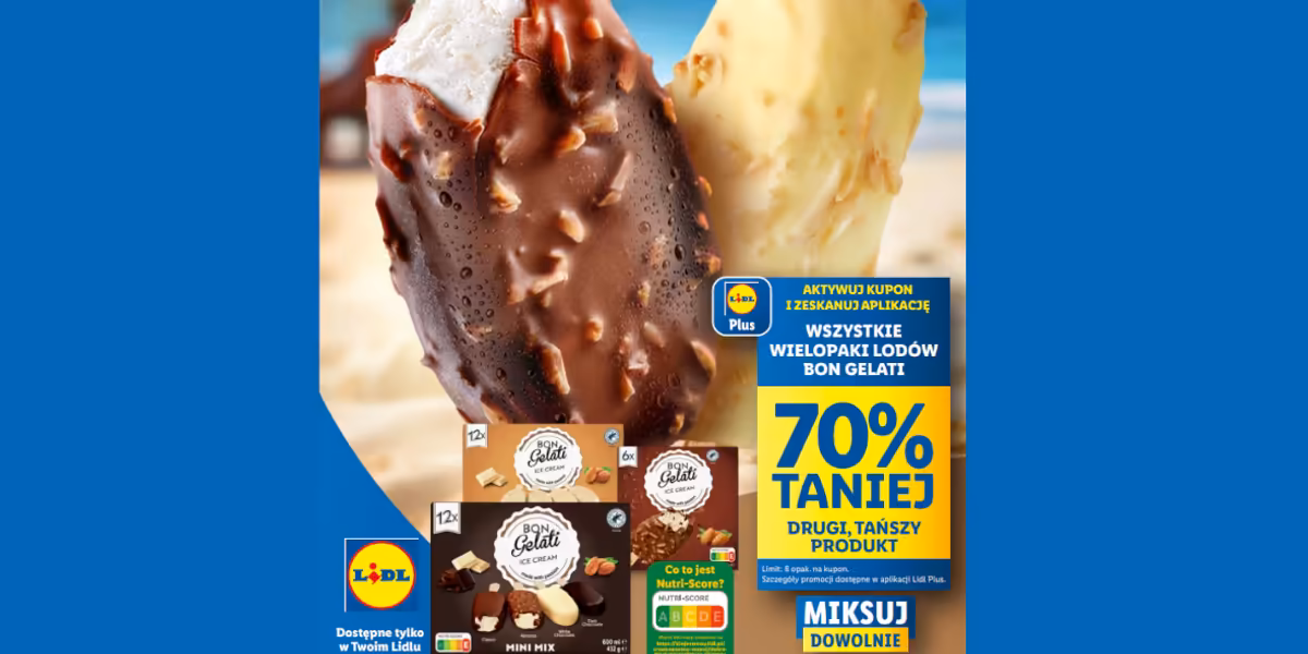 Lidl: KUPON -70% na wielopaki lodów Bon Gelati