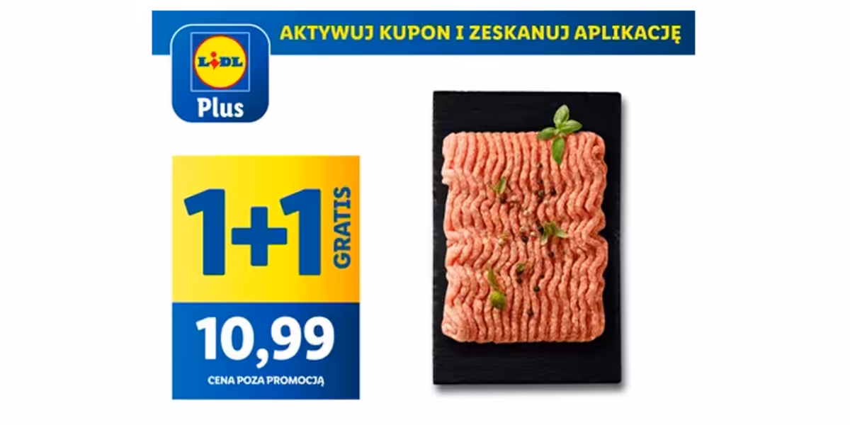 Lidl: KUPON 1+1GRATIS na mięso mielone wieprzowe