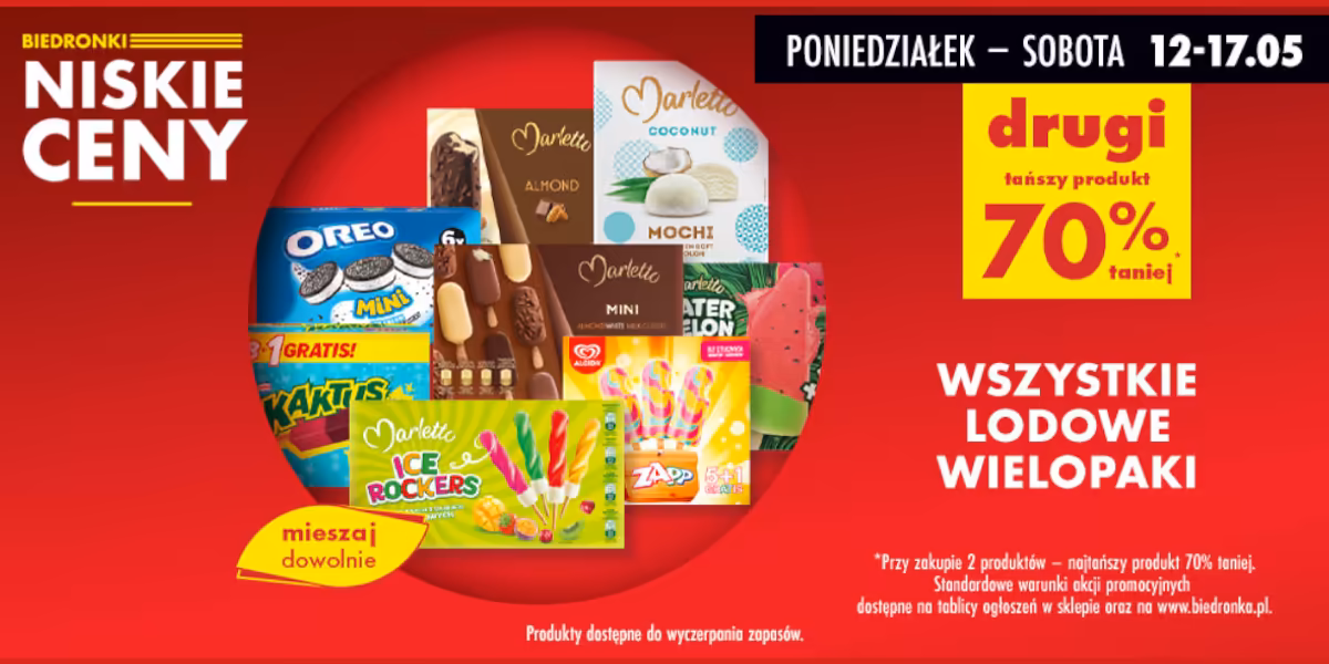 Biedronka: -70% na wszystkie lodowe wielopaki