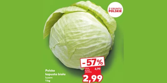 Kaufland: -57% na polską kapustę białą 07.08.2025