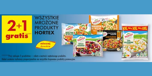 Biedronka: 2+1 GRATIS na wszystkie mrożone produkty Hortex 20.05.2025