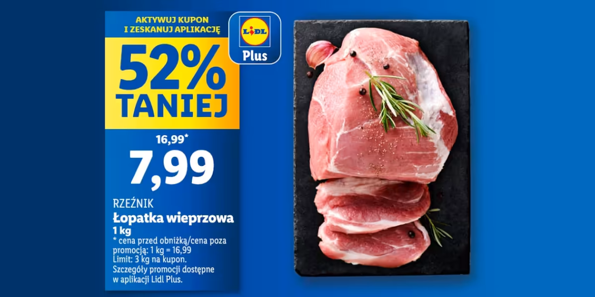 Lidl: KUPON -52% na łopatkę wieprzową