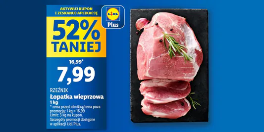 Lidl: KUPON -52% na łopatkę wieprzową 05.06.2025