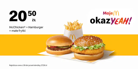 McDonald's: 20,50 zł McChicken® + Hamburger + małe frytki 28.04.2025