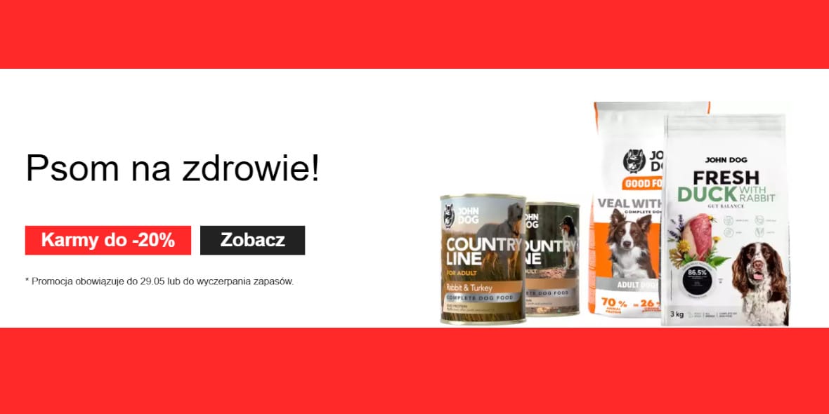 Johndog.pl: Do -20% na karmy dla psa 19.05.2025