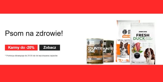Johndog.pl: Do -20% na karmy dla psa 19.05.2025