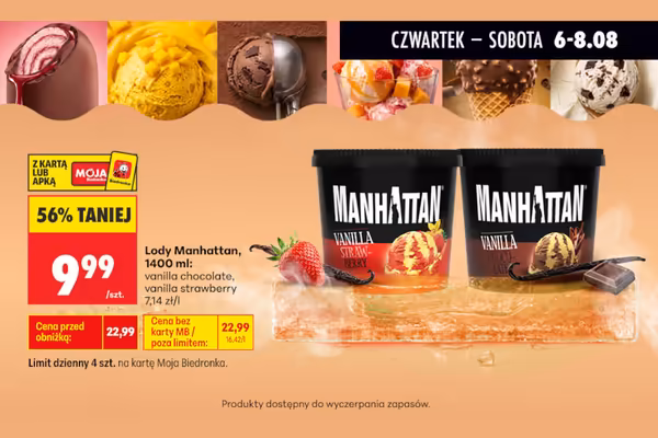 Biedronka: -56% na lody Manhattan