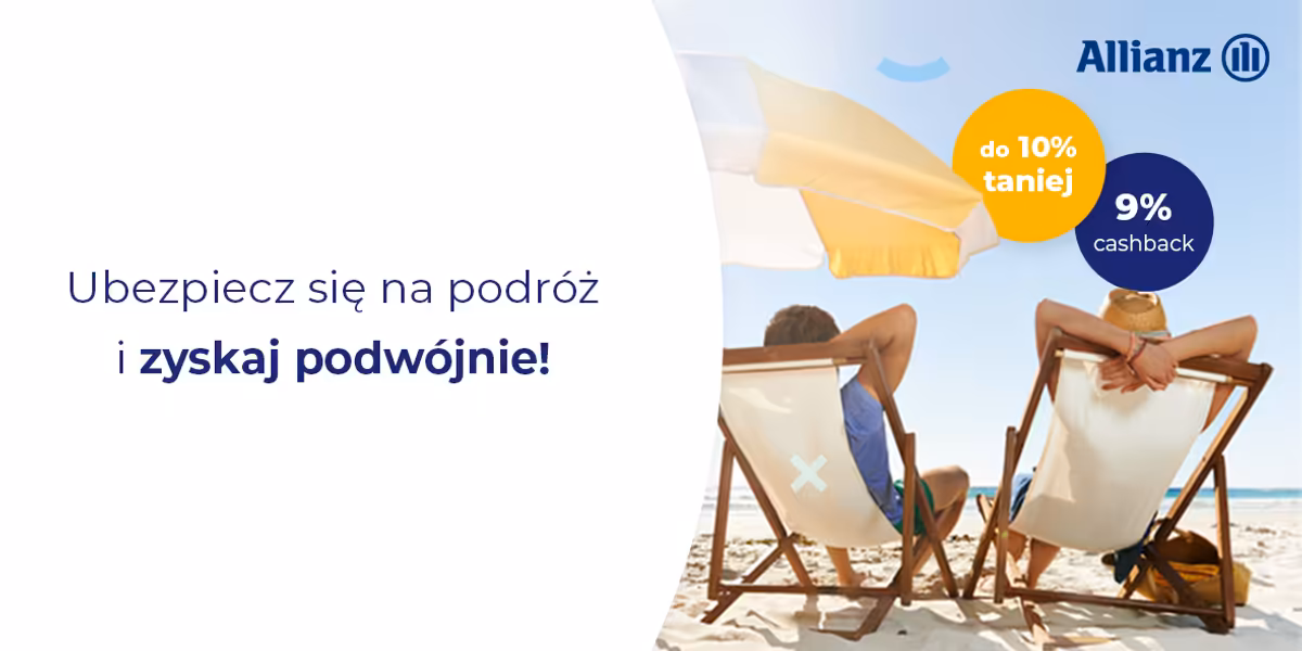 Allianz: KOD rabatowy -10% na polisę turystyczną + cashback