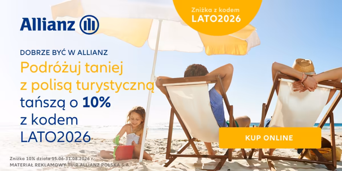 Allianz: KOD rabatowy -10% na polisę turystyczną