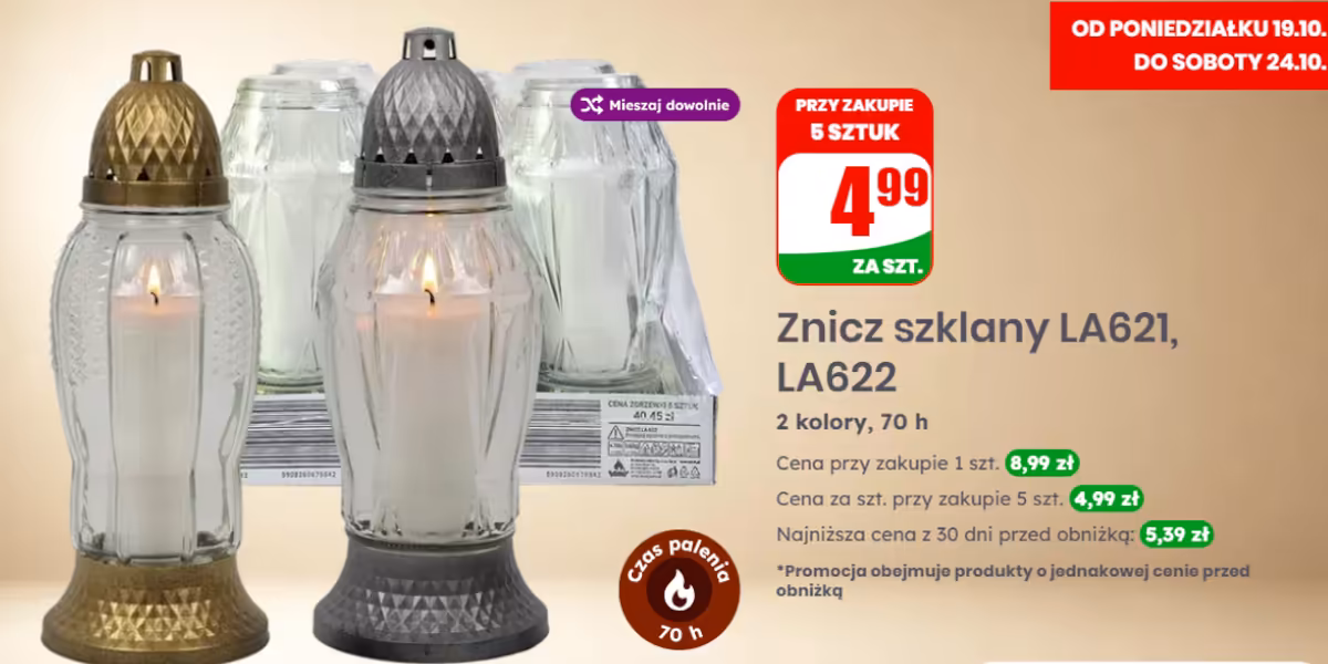Dino: 4,99 zł za znicz szklany LA621 i LA622