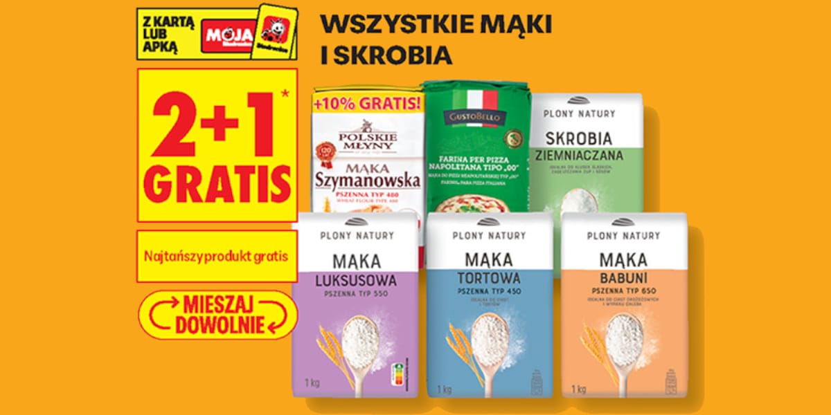 Biedronka: 2+1 GRATIS na wszystkie mąki i skrobię
