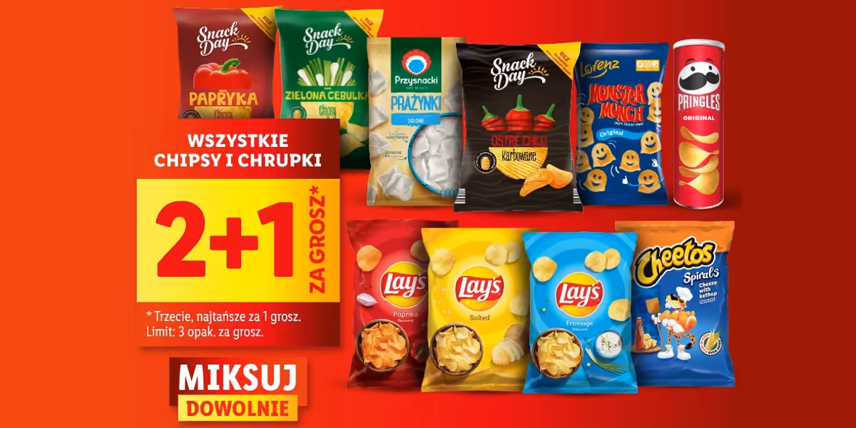 Lidl: 2+1 za GROSZ na chipsy i chrupki