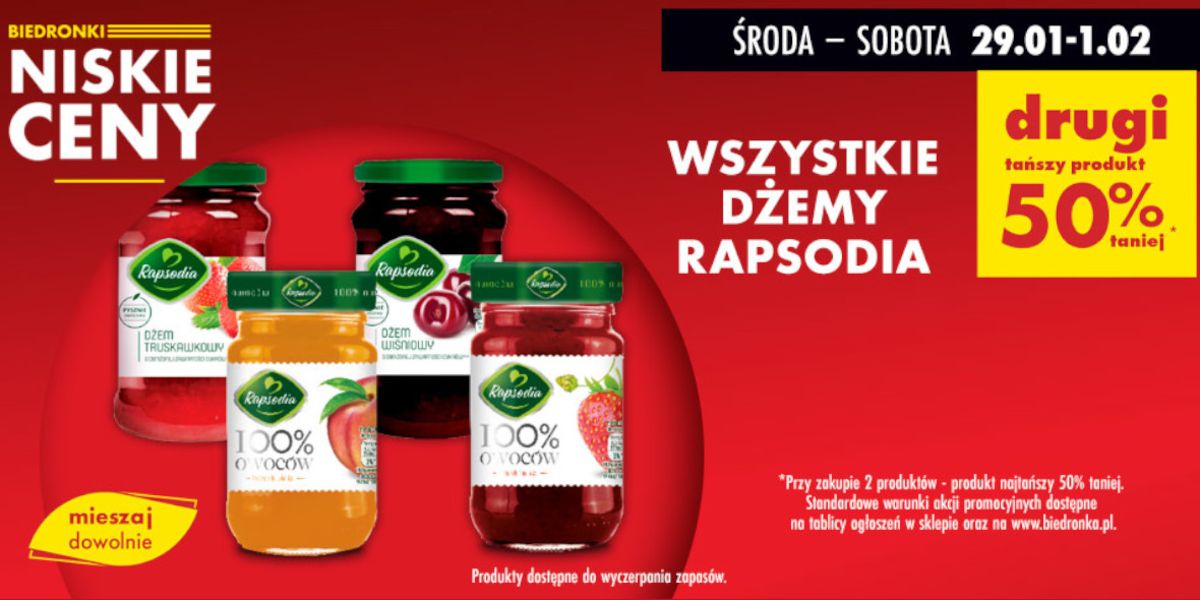 Biedronka: -50% na wszystkie dżemy Rapsodia