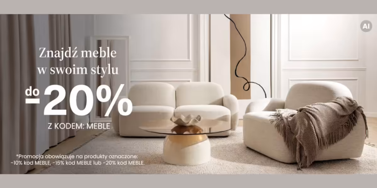 Homla: KOD rabatowy Do -20% na wybrane produkty