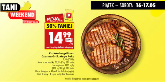 Biedronka: -50% na karkówkę grillową Mega Paka 16.05.2025