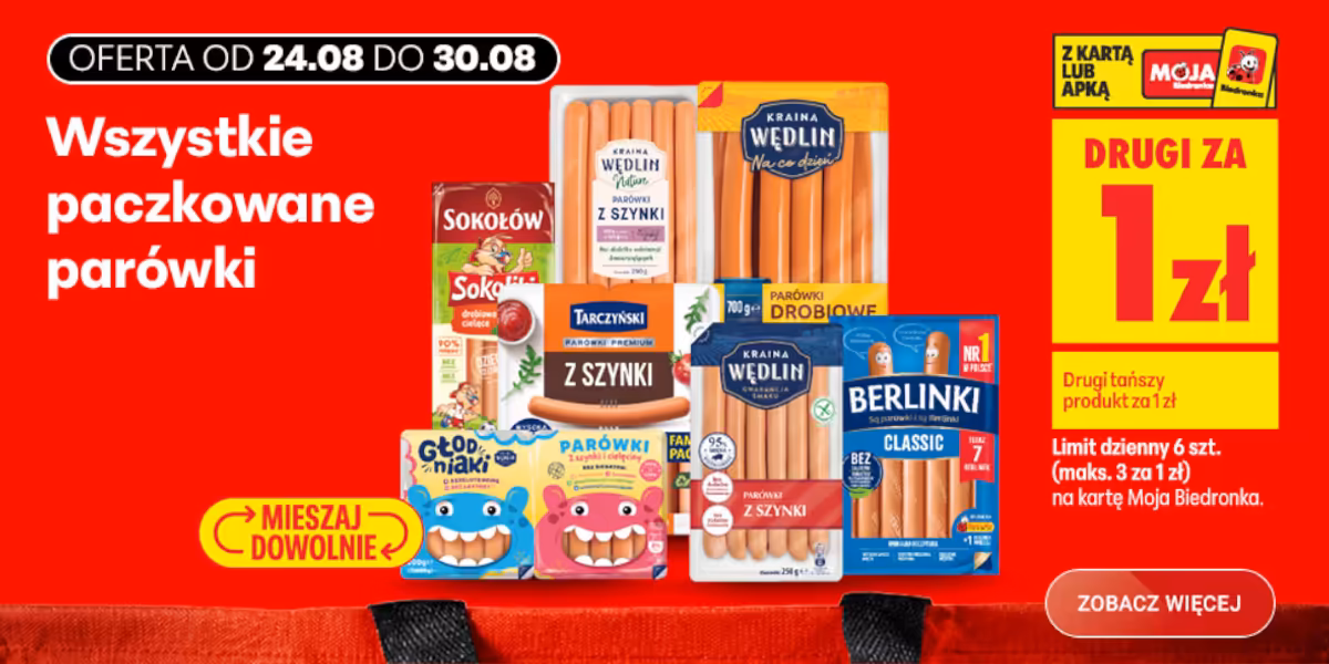 Biedronka: 1 zł za wszystkie paczkowane parówki