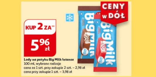 Auchan: 5,96 zł za dwa lody na patyku Big Milk Intense 26.07.2024
