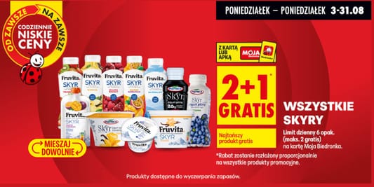 Biedronka: 2+1 GRATIS na wszystkie skyry 03.08.2026