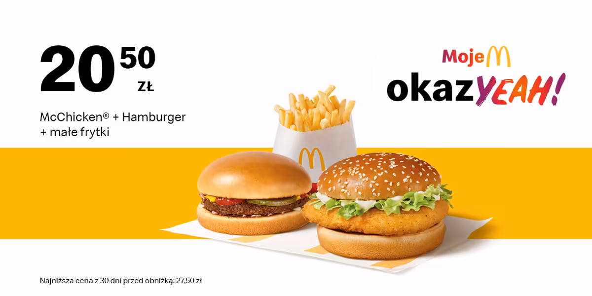 McDonald's: 20,50 zł McChicken® + Hamburger + małe frytki